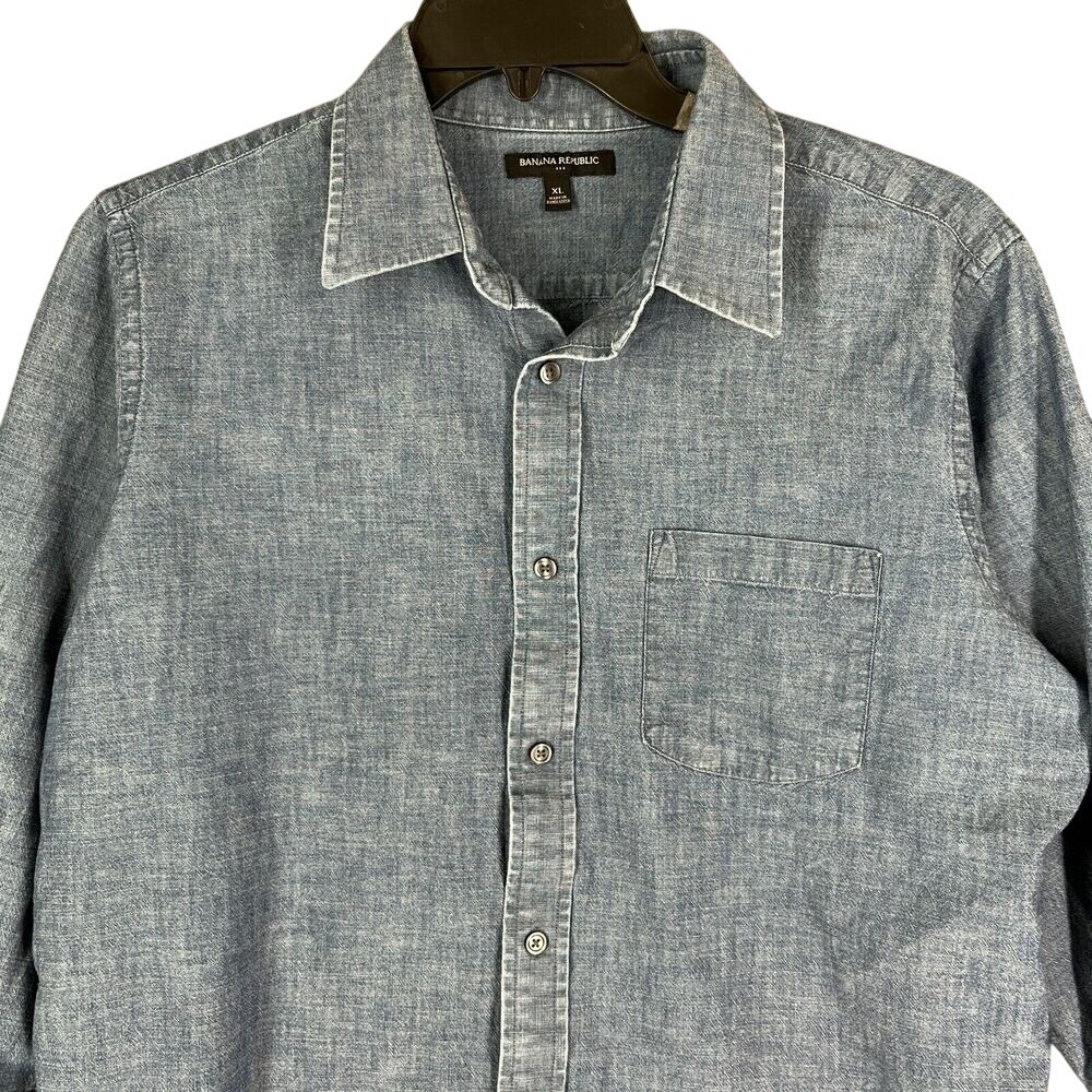 Banana Republic Mens Chambray Shirt XL Coastal preppy classic‎ Cottagecore